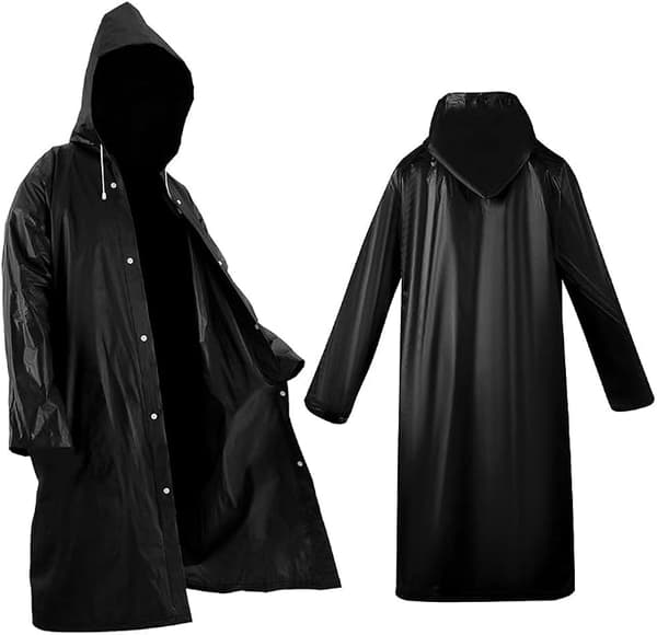 2-pack svarta bärbara regnponchos, återanvändbar regnjacka för vuxna