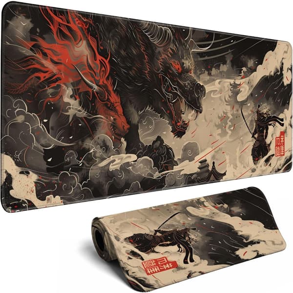 Stor Demon Stor Musematte Japansk Ukiyo-e Musematte Samurai Skrivebordsmatte, 31,5\" X 11,8\"