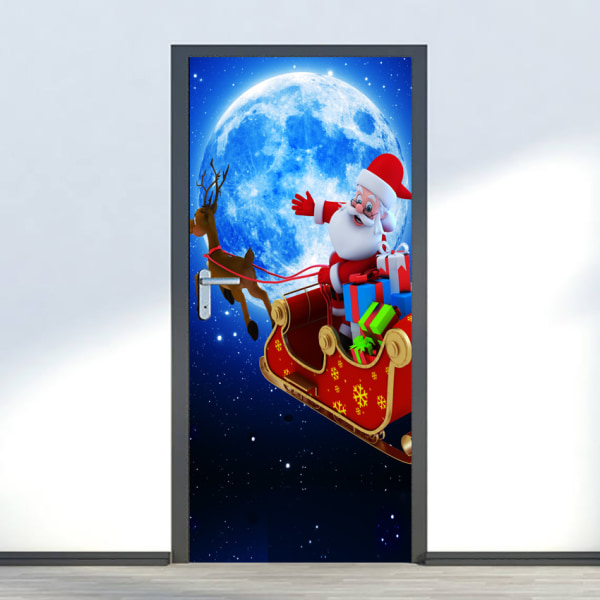 77 x 200 cm dørklistremerke（D）3D dørplakat-klistremerke Julenissen Giv