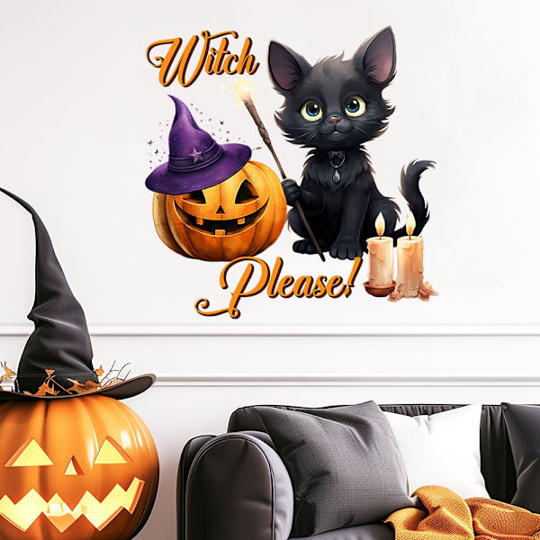 2024 Halloweenin uudet kissan kurpitsapään seinätarrat L