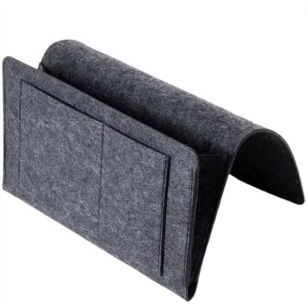 1 st. Filt Hängande Sängbord Organizer för Hem, Säng, Soffa, Våningssängar (Mörkgrå) M