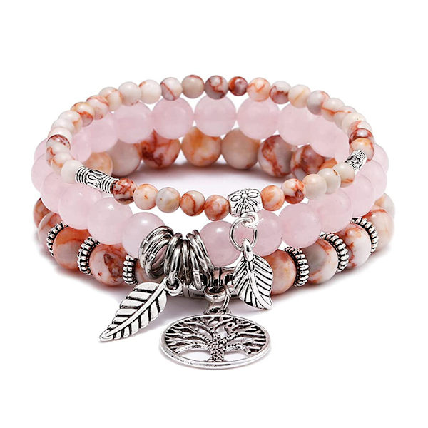 Livets Træ Turkis Jaspis & Tibetansk Agat Gemsten Chakra Armbånd C