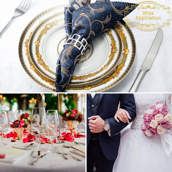 12 Hule Metall Serviettringer, Serviettspenne Dekorasjoner, Egnet for Bryllup Jul Thanksgiving Party Bord Dekor K