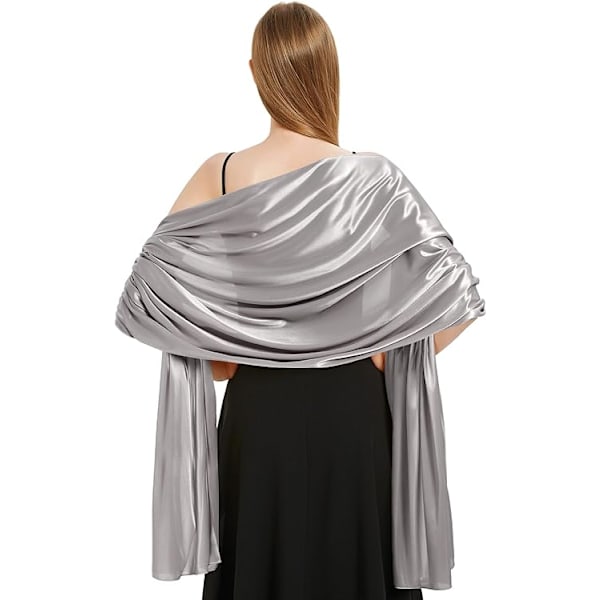 Svart satengskjerf sjal kvinner bryllupssjal egnet for aftenkjole elegant chic sjal