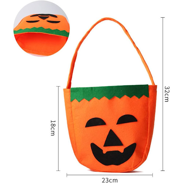 10 stk. græskarformede slikposer Halloween græskarpose bærbar tredimensionel græskarkurv