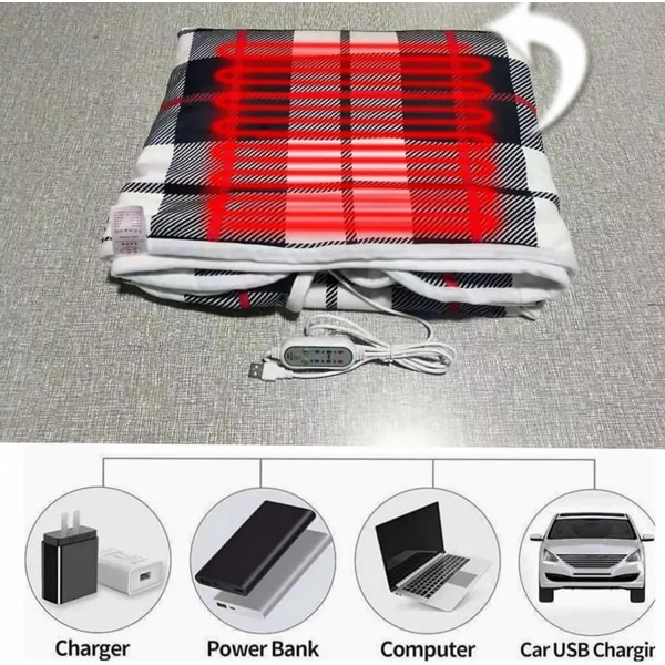 Red Heated Shawl Blanket, Portable Electric Blanket, Soft Heated