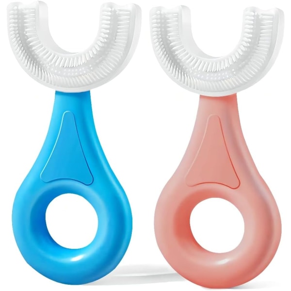 U-Shaped Toothbrush Kids 2 PCS - Toddler Toothbrush with Food Gra