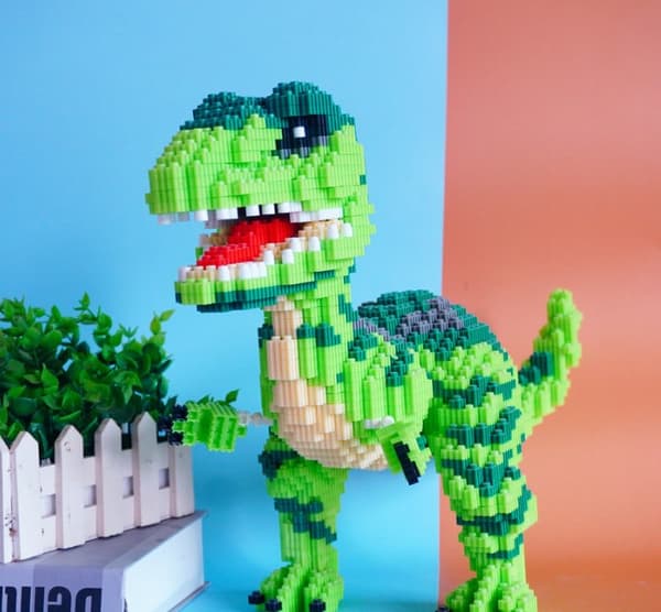 Dinosaurie-byggblockssats, DIY Mini-byggblocksleksaker, Dino