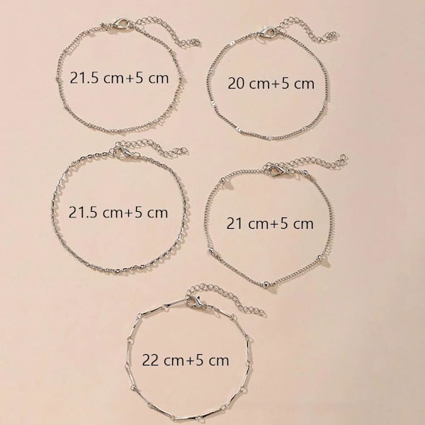 1 stk. Sølv Boho Carifin Perle Ankelkæde Multilayer Sølv Kæde Ankelkæder Brtacelets Be