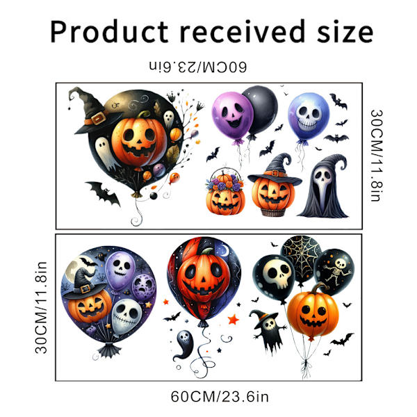 2024 Halloween-kallokurpitsapää olohuoneen seinätarra E