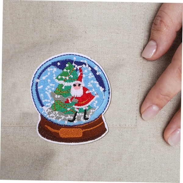 10 stykker julelapper, juleapplikasjoner, klistremerker, juleplagglapper, broderte juleapplikasjoner