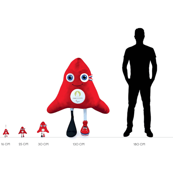 (B)Plyslegetøj 23 cm i pose - Officiel maskot for de olympiske lege i Paris 2024 - Rød frygisk hueformet plyslegetøj - PARIS