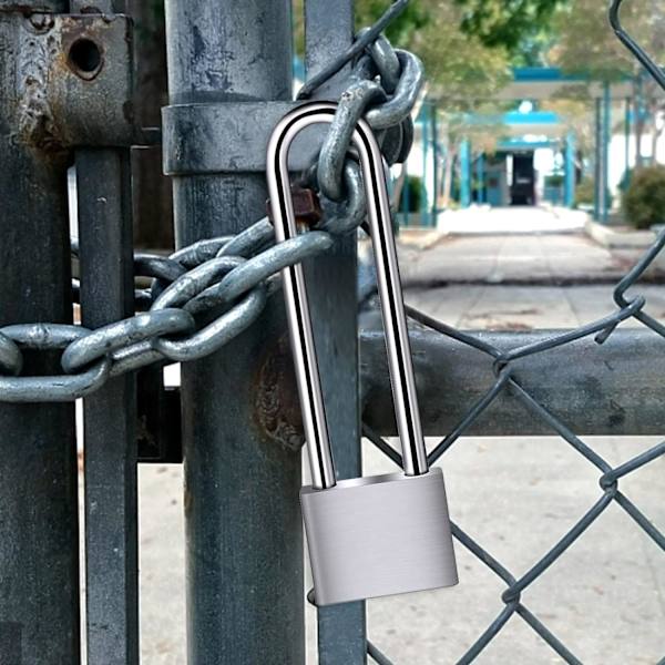 Nyckelhänglås Robust Lång Båge Hänglås med 4 Nycklar, Utomhus