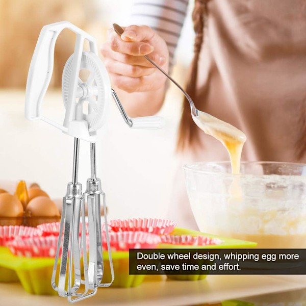 Handvev äggvisp, rostfritt stål handhållen äggmixer manuell mixer för hemlagning kök