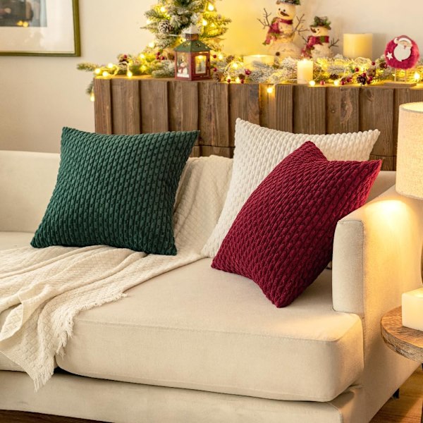 Julepynt Dekorativ Cordfløyel Putetrekk Kvadratisk Sofa Puter Supermyk Moderne Hjem Putetrekk for Stue