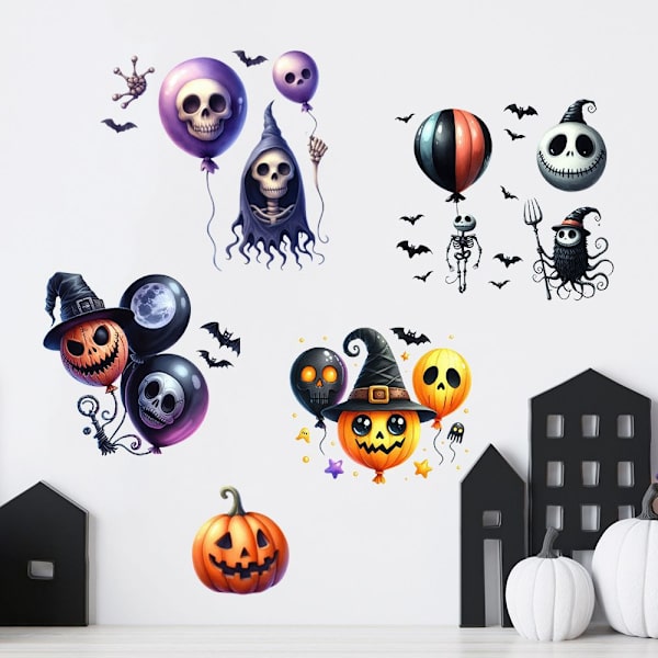 2024 Halloween-kummituskurpitsapääilmapallo olohuoneen seinätarrat G