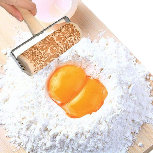 Embossed Rolling Pins, 3D Engraving Rolling Pin, Natural Safe Woo