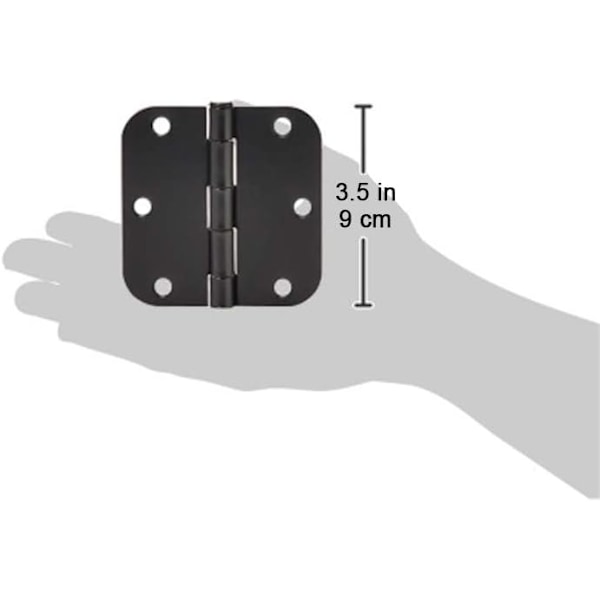 Matte Sort Afrundede 3,5 Tommer x 3,5 Tommer Dørhængsler, 4-pak
