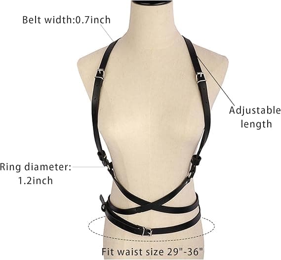 Punk Bælte, Sort Læder Punk Sele til Kvinder, Sort Goth Vest
