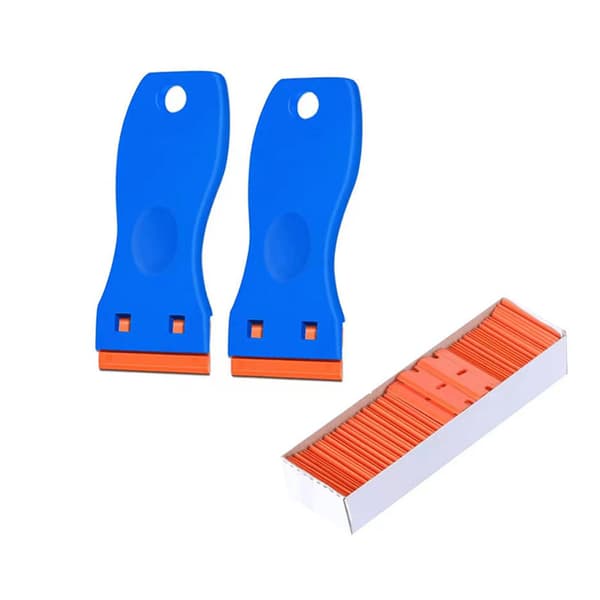 2-pack 1,5\" plastsliperskrapa med 100 st dubbelsidiga plastslipblad
