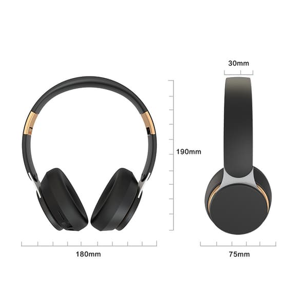 Trådløse hovedtelefoner, Bluetooth-headset med mikrofon, udtrækkeligt og foldbart, sort C
