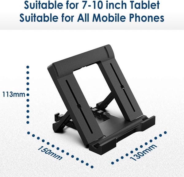 Sort, Tablet/Telefonholder, Universal Multi-Vinkel Justerbar Hol