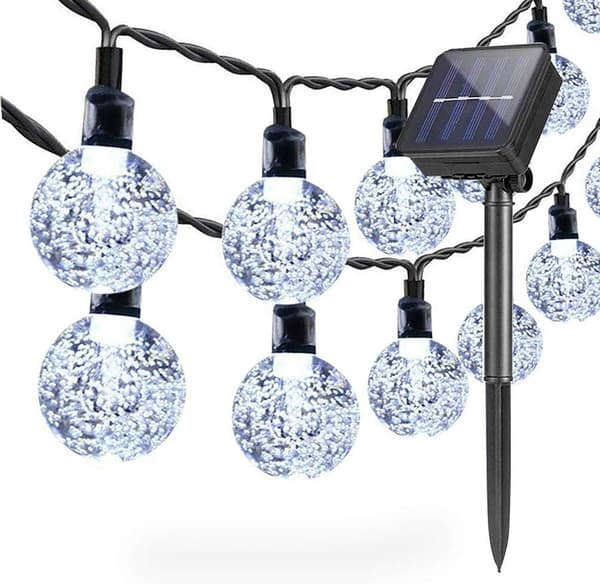 Solcellelys Utendørs Hage 6.5m 30 LED Vanntette Feelykter Globe Krystallkule Dekor Fest