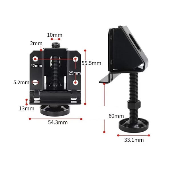 (Heavy Duty Furniture Levelers Black 4Pcs) Justerbar Bordben Nivåjusterare w/Låsmuttrar för Fu