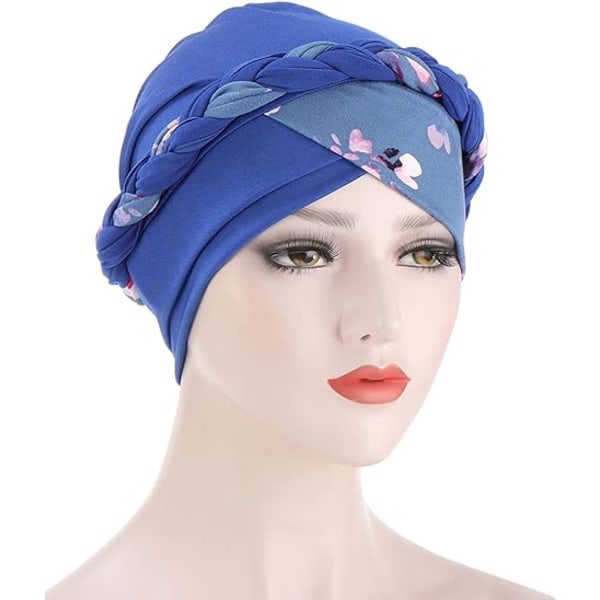 Set med 3, flerfärgad turbanhatt för kvinnor Mode Mjuk fläta Pre-