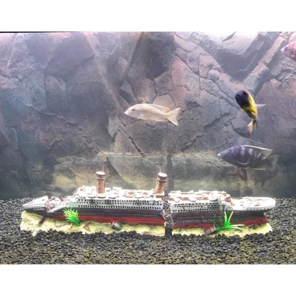 Akvariedekoration i form af Titanic-vraget - i resin - miljøvenlig