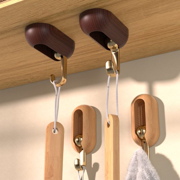 4 stk Brun Universal krok veggkrok svingbar krok L