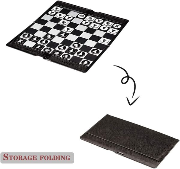 Schackplånboksset (20 cm) - Mini Brädspel, Vikbart Magnetiskt Reseschackbräde, Pedagogiska Leksaker/Present för Barn