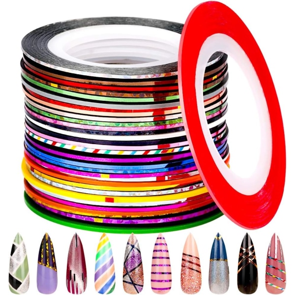 30 Pack Nail Striping Tape Line, Multicolor Rolls Striping Tape Line Nail