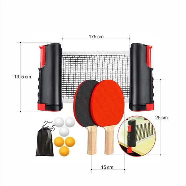 Bärbart Pingis Set | Bordtennis Set med Flexibelt Nät