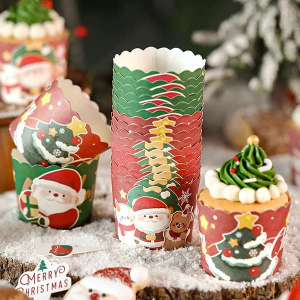 150 stk. Muffinpapir Cupcakeforme Ikke-klæbende Cupcakes Muffinforme Resistente til Julefest Cupcakeforme