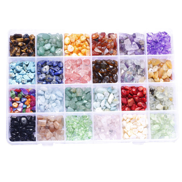 24 Farve Ædelsten Perler Natursten Chip Bead Uregelmæssig formet