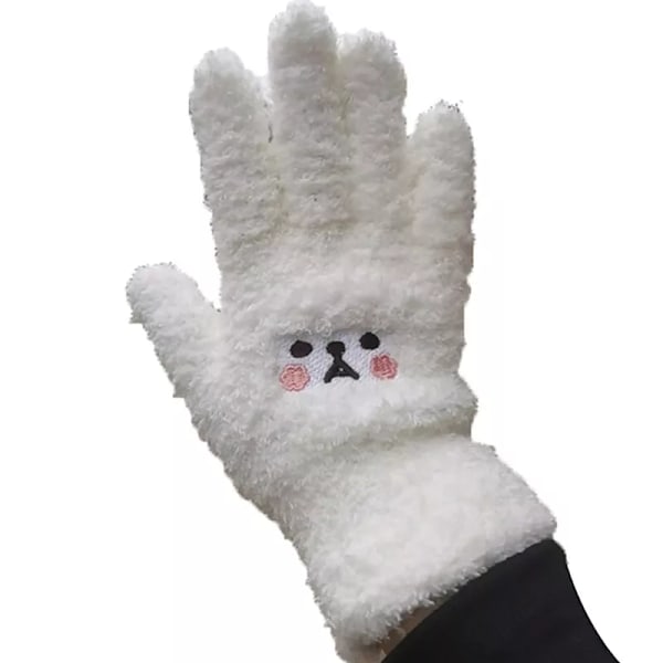 2 Par Vintersoftshell Handsker Varme Handsker Broderet Blush Bjørn Strikket Handsker