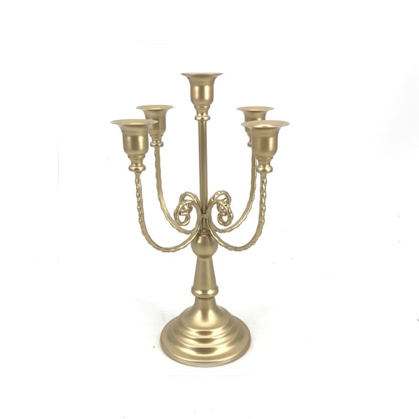 Gull metall lysestake lysestake - 29,5 cm høy 5-armet lysestake for senter
