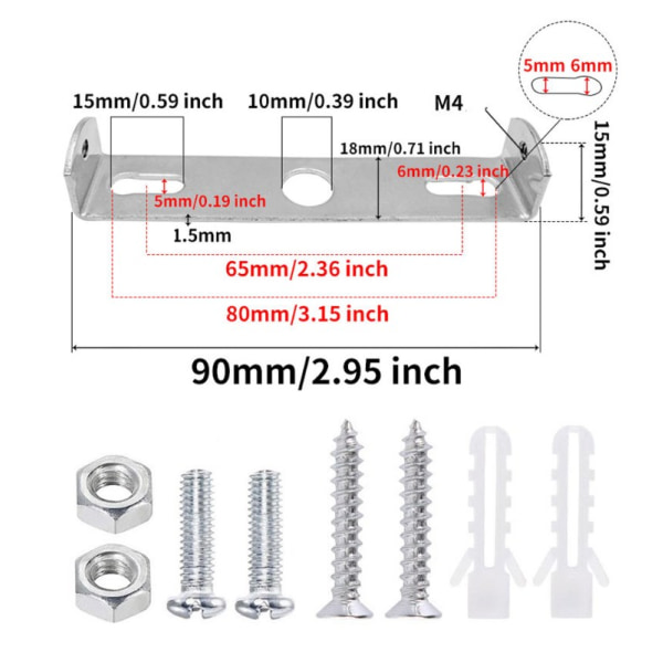 (90mm)10stk Taklampe Taklampe Holder Festebrakett Gro