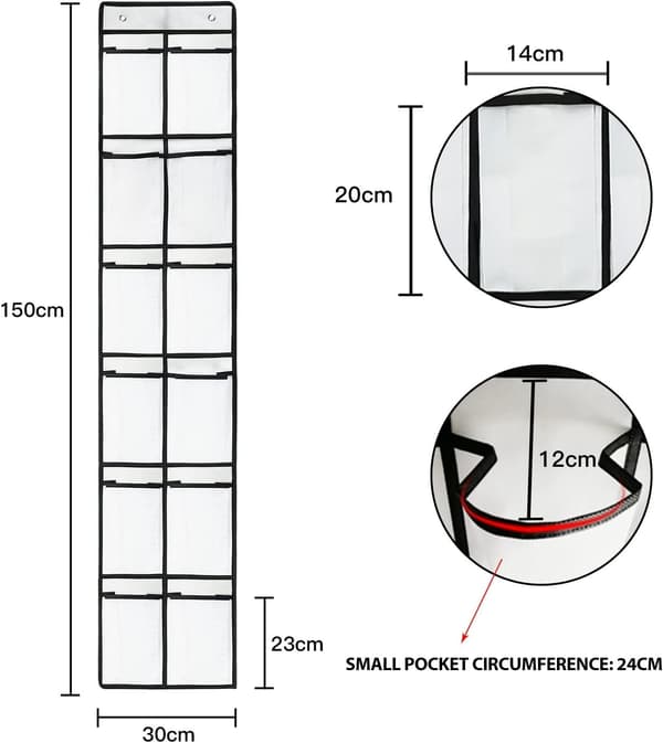 12 Mesh Pocket Hengesko Organizer Rack Bak Dører Rack Stor