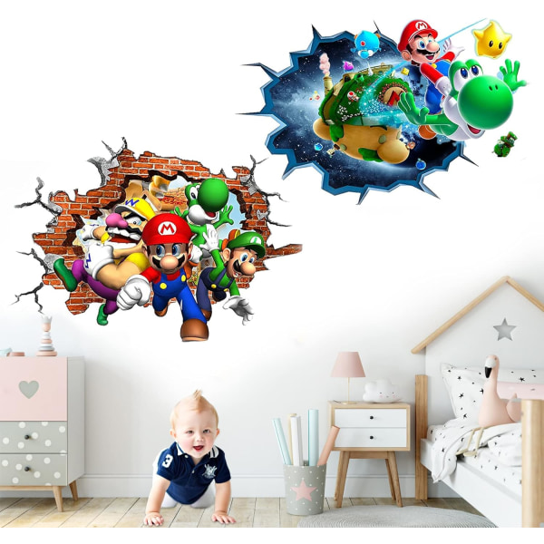2kpl Mario-seinätarra, Super Mario -seinäkoristeet, Mario-tarra