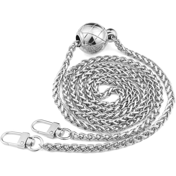 Shine Silver Bag Chain, 120CM Silver Handbag Chain, Justerbar M