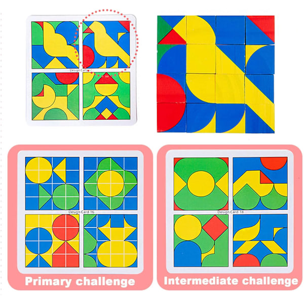 Träpusselkub Byggklossar, Geometriska Formmanipulationsspel Montessori Spel Pedagogisk Leksak för Barn Jul L