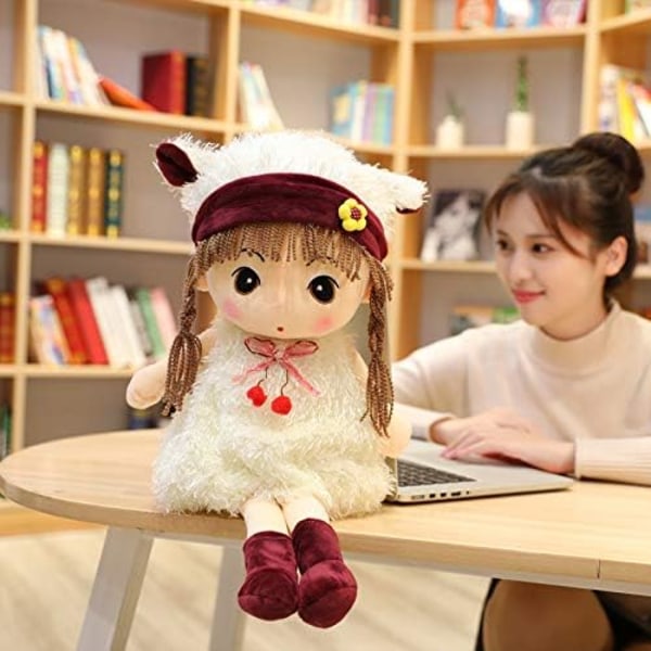 Vit 40CM Baby Girls Rag Doll Flicka Dekoration Kompis Leksaker Söta Mjuka Gosiga Plyschdockor Vackra Ragdoll