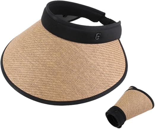 Damvisir, 3 st sommarstora solhattar i halm, strandhatt