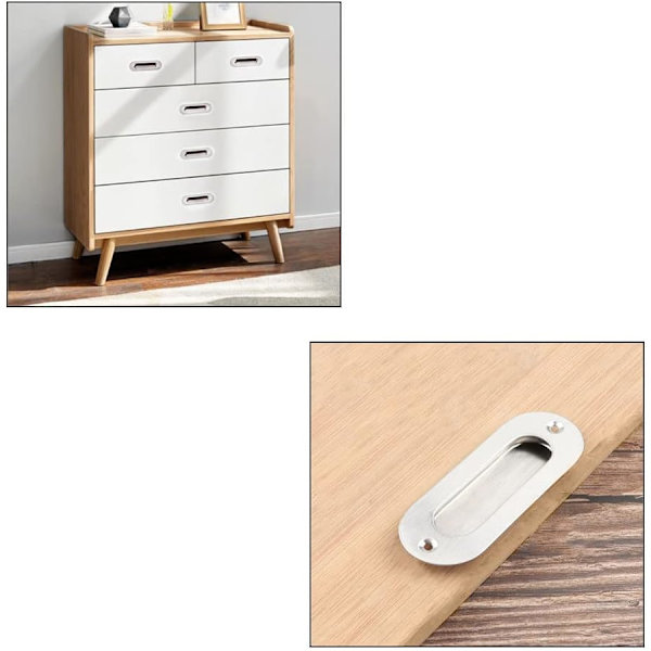 Skyvedør innfelt håndtak 2 stk Oval innfelt trekkhåndtak med S