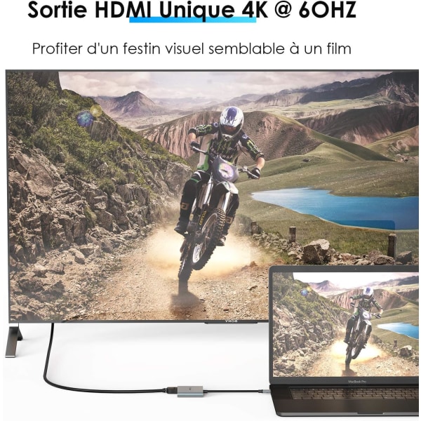 USB-C till Dual HDMI 4k MST-adapter, bärbar USB C HDMI-hubb, typ