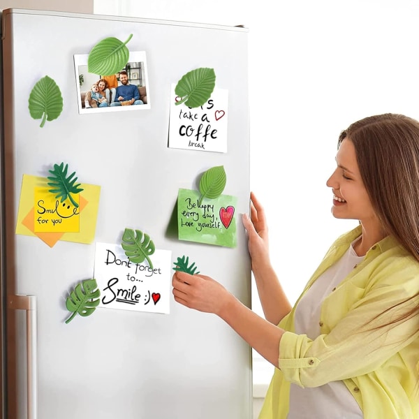 Bladkylskåpmagnet, gröna växter kylskåpsmagnet, med fyra Diff