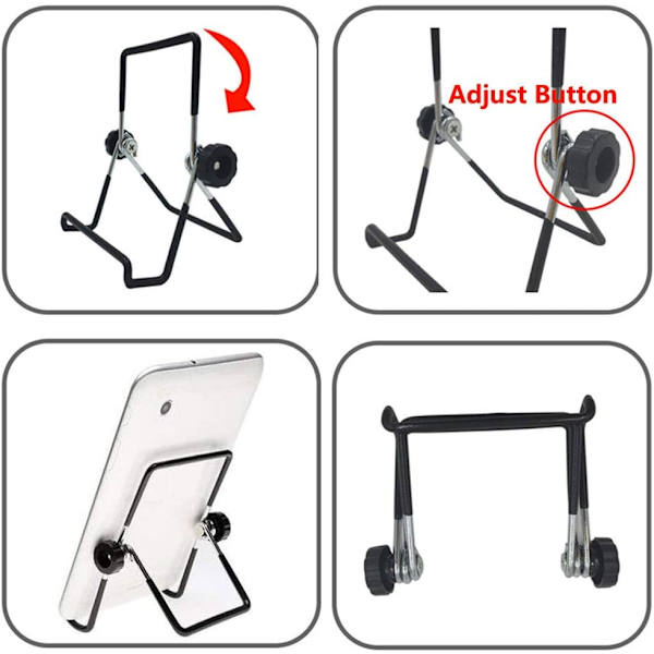 (Stor Svart) Justerbar Tabletholder iPad Stativ Sammenleggbar Portab