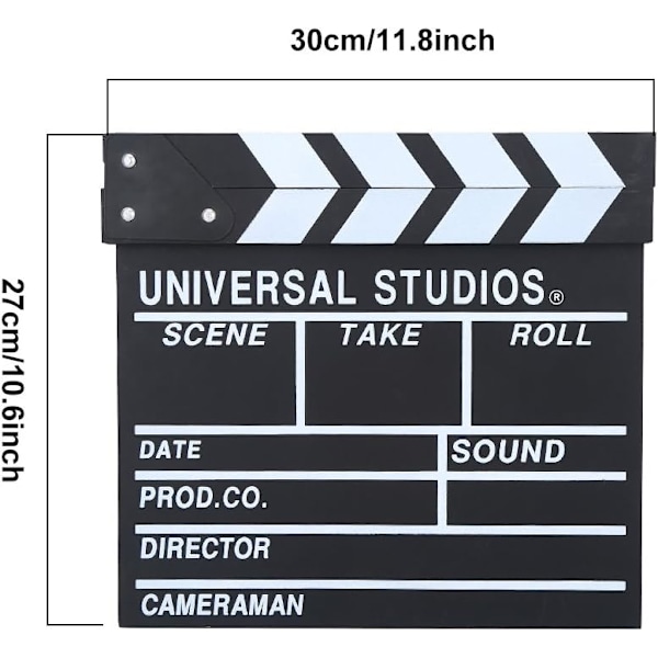 Filmklappbräda, 12\"x11\" Träklappbräda Filmtillbehör med Svart & Vit